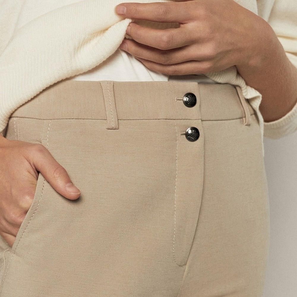 NWT. Massimo Dutti Cream/Gray Viscose/Wool Mid-waist Skinny Fit Trousers Size 4. - Picture 5 of 9